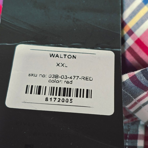 NEW Five Four‎ Plaid Button Up Long Sleeve Casual Shirt, Red, 2XL - Picture 4 of 9